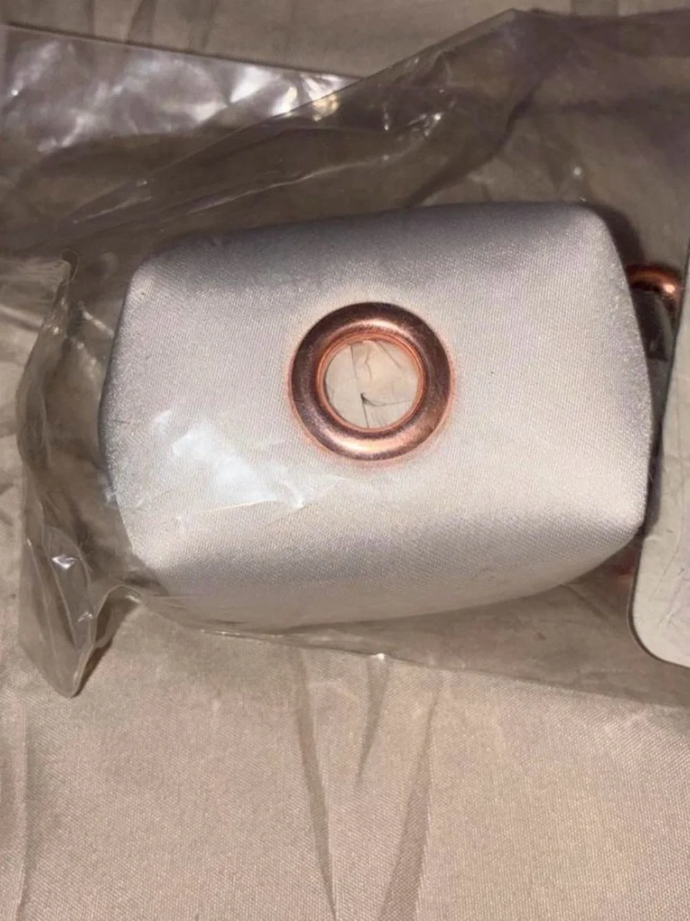 Small Cream doggie waste bag with Rose Gold Hardware